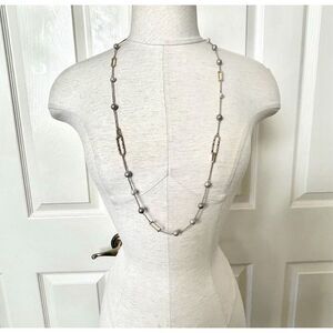 Alexis Bittar crystal link with glass pearl station necklace
